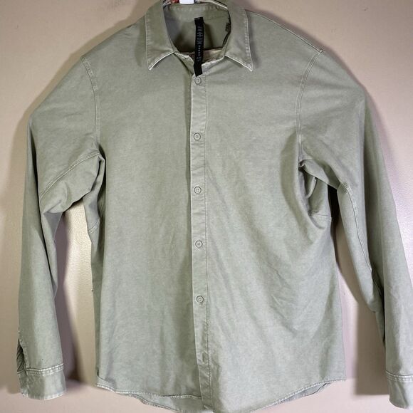 Lululemon Men's Large Commission Long-Sleeve Shirt Enzyme Dye Green  LM3DJOS - Picture 1 of 14